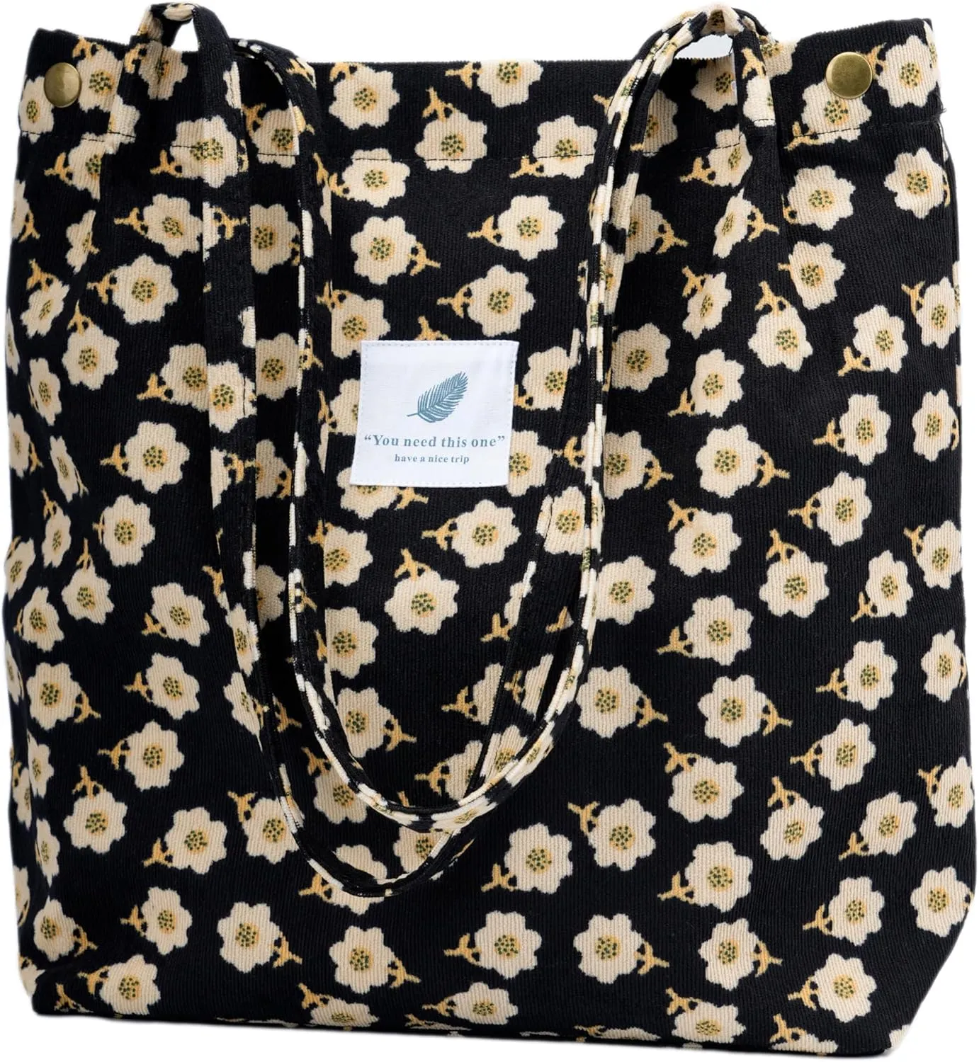 Cute Corduroy Tote Bag Canvas Shoulder Handbags for Women Travel Shopping