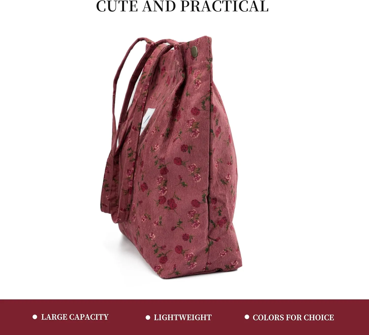 Cute Corduroy Tote Bag Canvas Shoulder Handbags for Women Travel Shopping