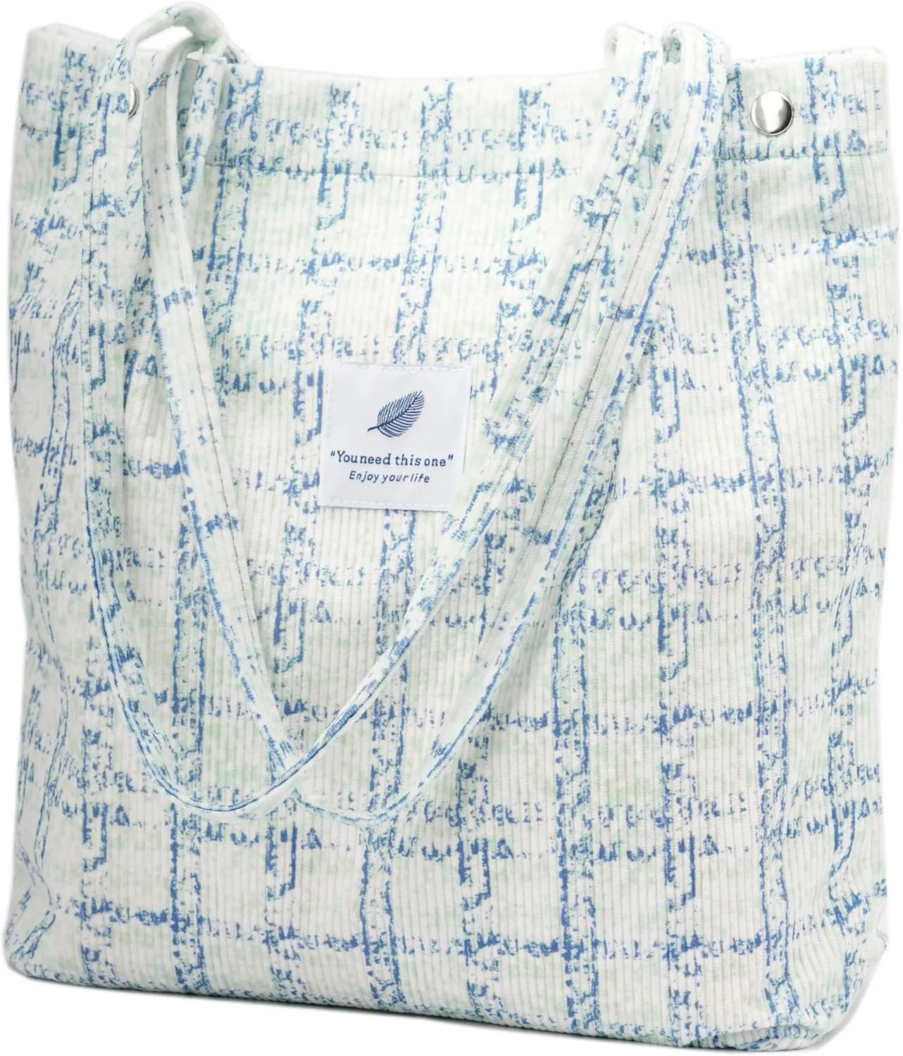 Cute Corduroy Tote Bag Canvas Shoulder Handbags for Women Travel Shopping