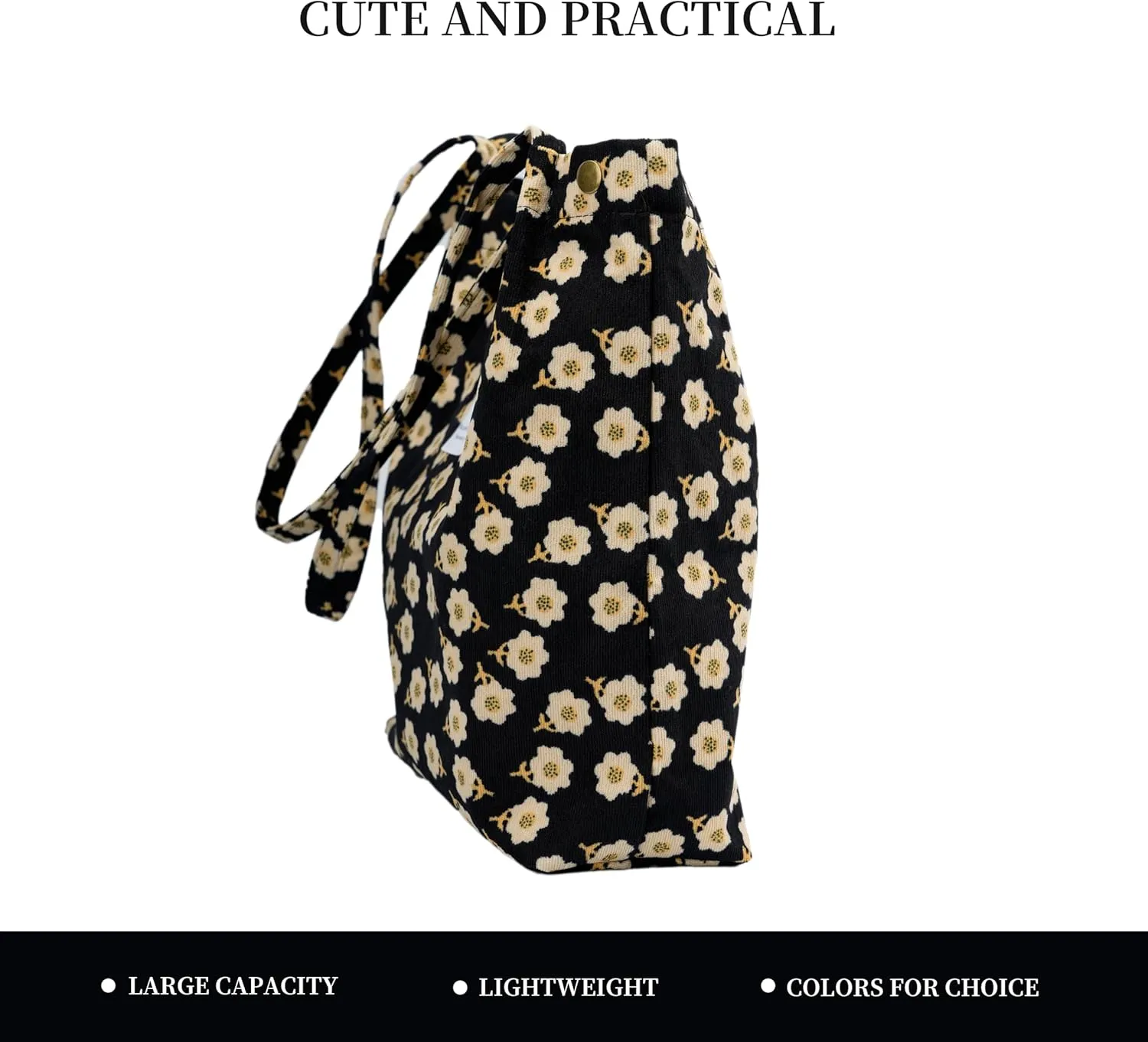 Cute Corduroy Tote Bag Canvas Shoulder Handbags for Women Travel Shopping