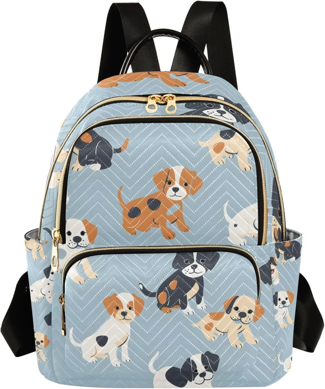 Cute Dogs Breed Women Fashion Backpack Purse Multi Pockets Rucksack Travel Shoulder Bag，S