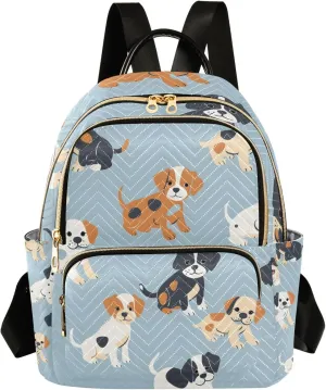 Cute Dogs Breed Women Fashion Backpack Purse Multi Pockets Rucksack Travel Shoulder Bag，S