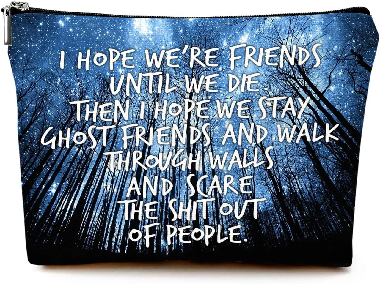 Cute Makeup Bag for Purse Canvas Waterproof Funny Cosmetic Bags for Women Zipper Travel Toiletry Pouch-Friend Gifts Makeup Bags