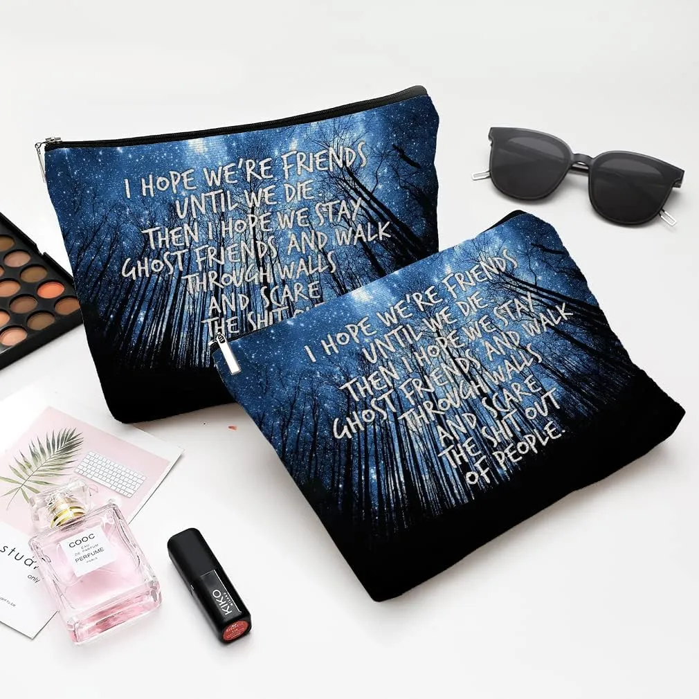 Cute Makeup Bag for Purse Canvas Waterproof Funny Cosmetic Bags for Women Zipper Travel Toiletry Pouch-Friend Gifts Makeup Bags