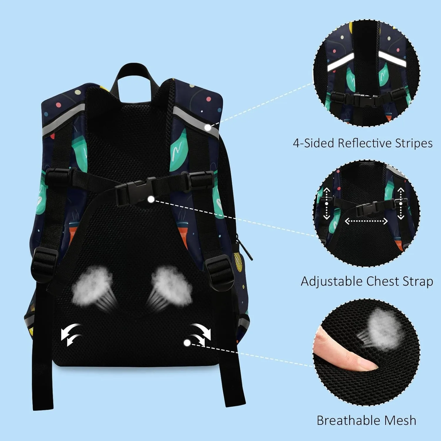 Cute Preschool Kids Backpack Colorful Christmas Light Bulbs Mini Travel Back Pack Bookbag for Primary School