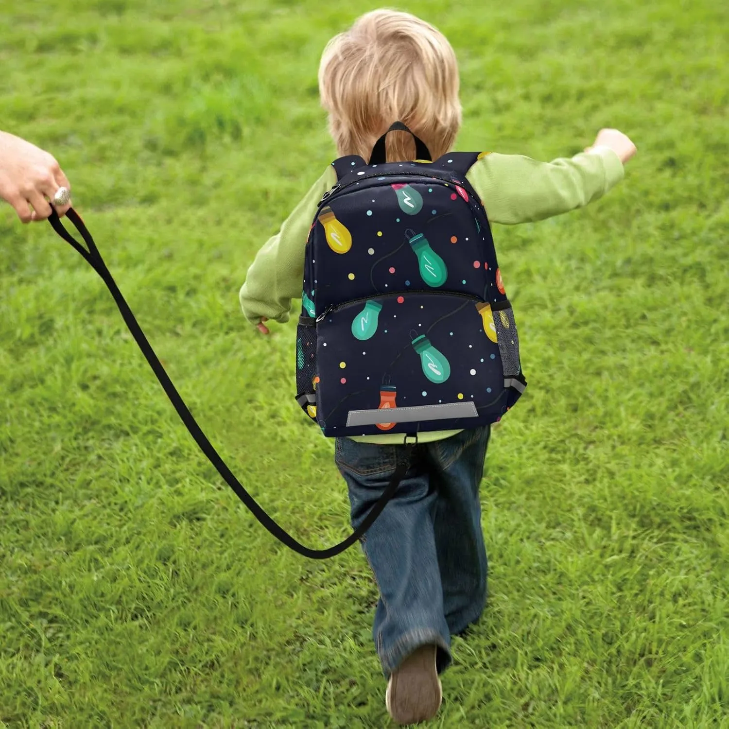 Cute Preschool Kids Backpack Colorful Christmas Light Bulbs Mini Travel Back Pack Bookbag for Primary School