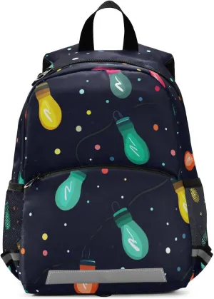 Cute Preschool Kids Backpack Colorful Christmas Light Bulbs Mini Travel Back Pack Bookbag for Primary School