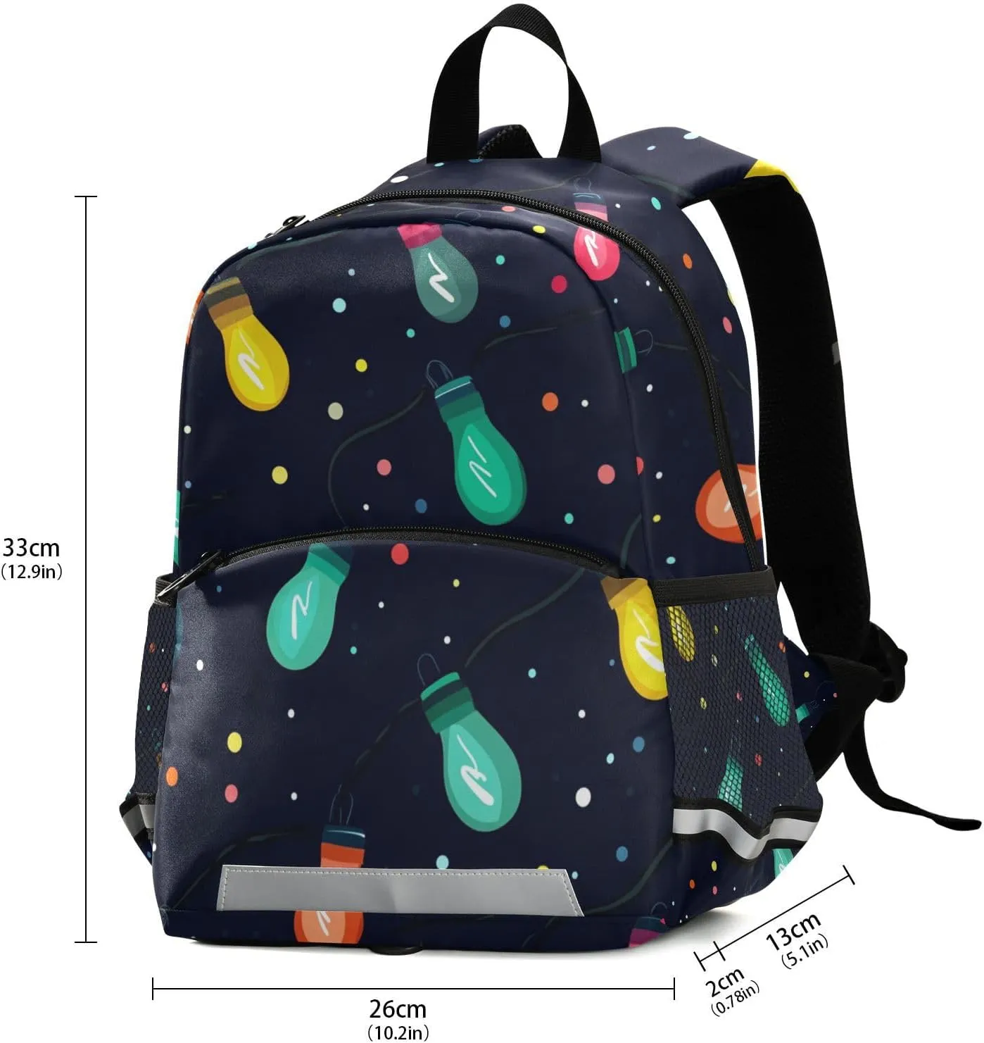 Cute Preschool Kids Backpack Colorful Christmas Light Bulbs Mini Travel Back Pack Bookbag for Primary School
