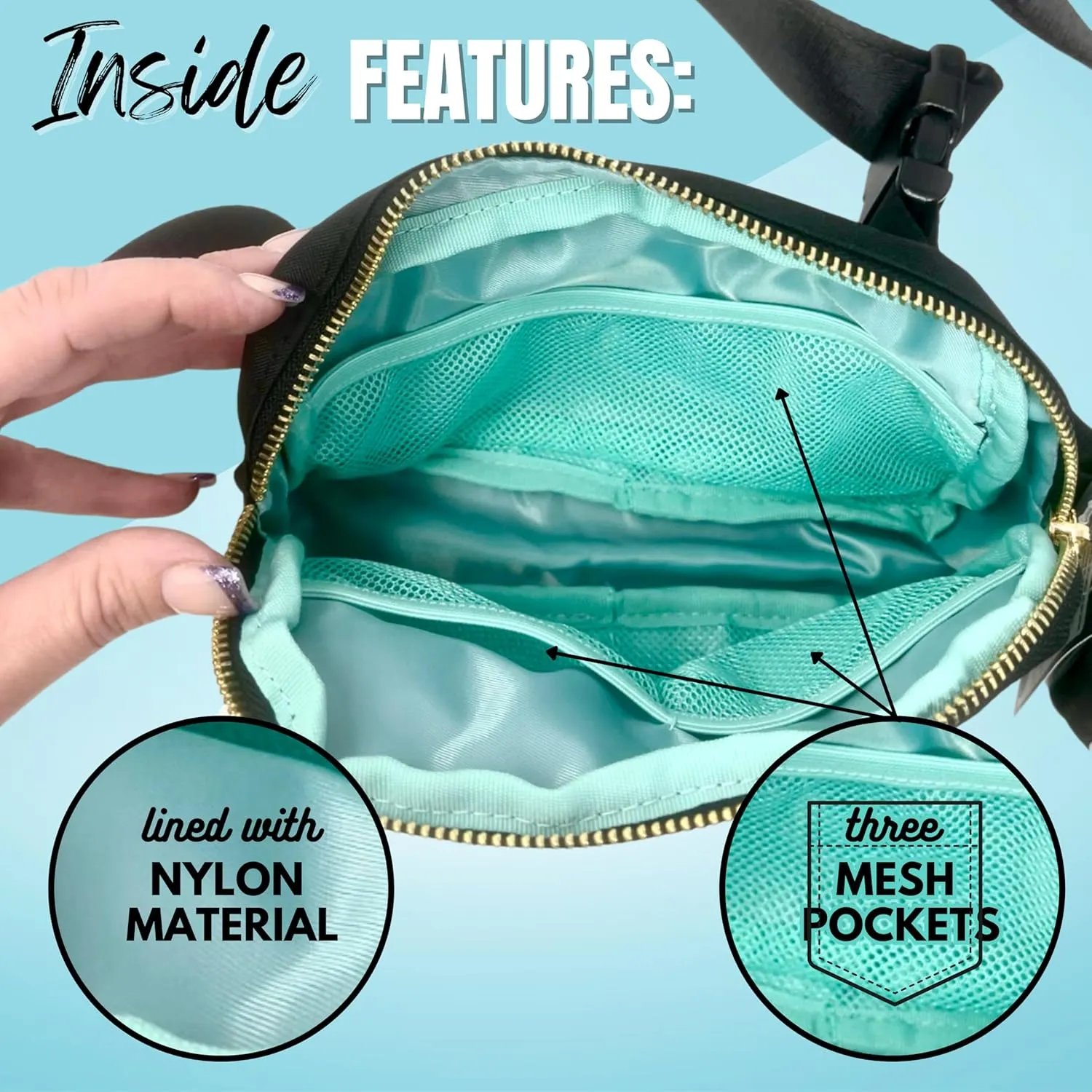 Cute Trendy Crossbody Mini Belt Bag for Nurse, Medical Worker - Adjustable Strap Small Black Fanny Pack for Workout Running Traveling Hiking
