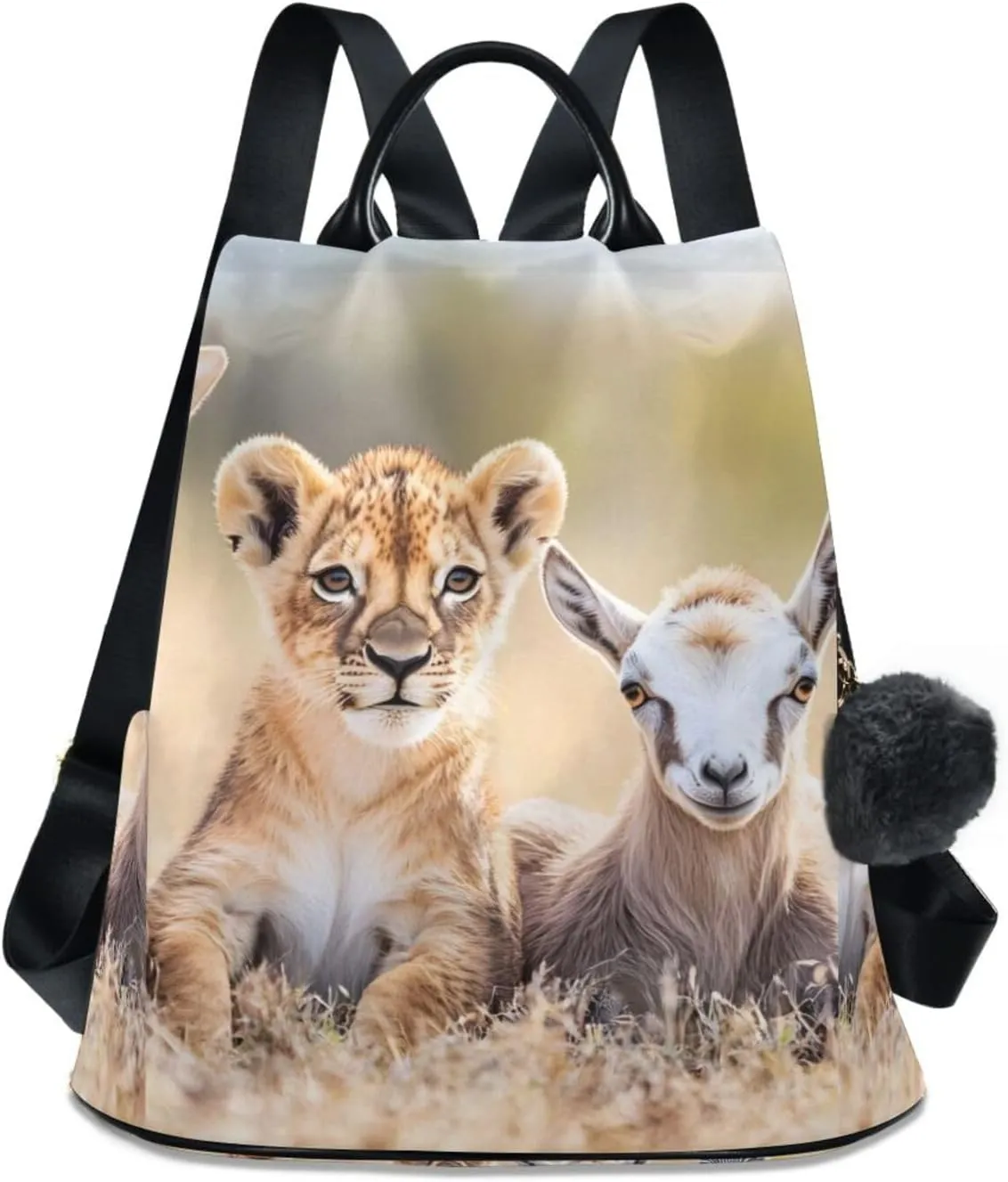 Cute Wild Giraffe Lion Goat Backpack for Women Anti Theft Large Fashion Travel Shoulder Bag Purse Rucksack Lightweight