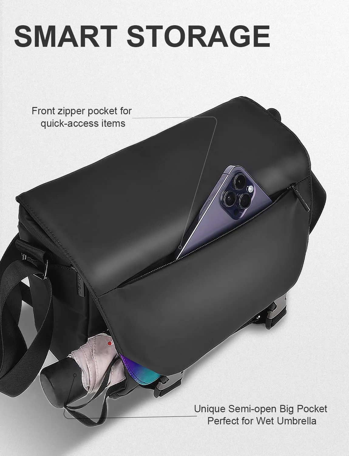 Cwatcun Camera Shoulder Bag Waterproof Compact Camera Case, Small Camera Messenger Bag with Tripod Holder, Travel Photography Bag for Canon, Nikon, Sony, Fuji DSLR/SLR/Mirrorless Camera, Lens