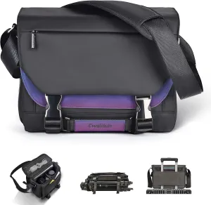 Cwatcun Camera Shoulder Bag Waterproof Compact Camera Case, Small Camera Messenger Bag with Tripod Holder, Travel Photography Bag for Canon, Nikon, Sony, Fuji DSLR/SLR/Mirrorless Camera, Lens