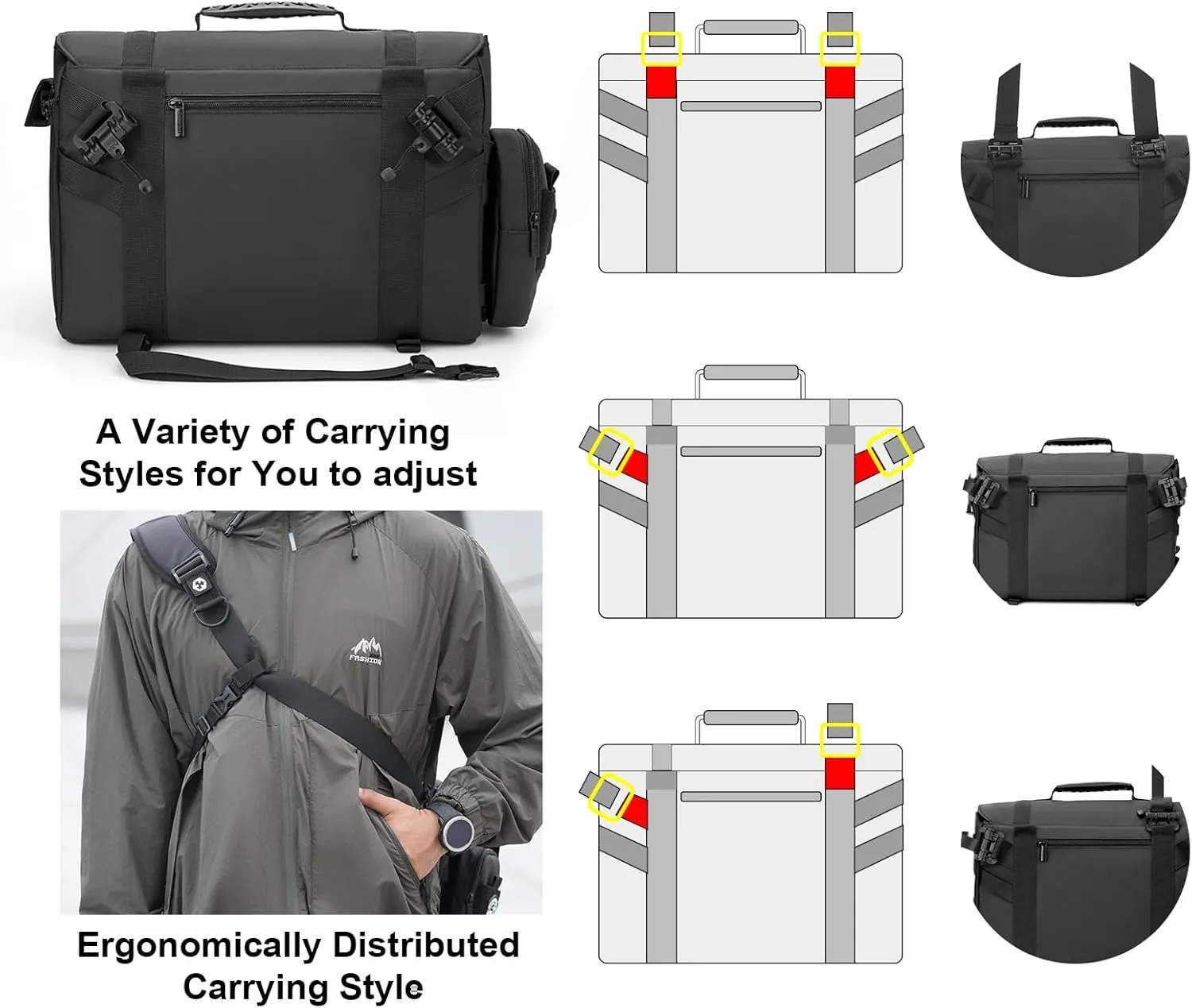 Cwatcun Camera Sling Bag, Waterproof Multifunction Photography Tactica Camera Crossbody Bag with Tripod Holder & Removable Accessory Bags for DSLR/SLR/Mirrorless Cameras - Medium