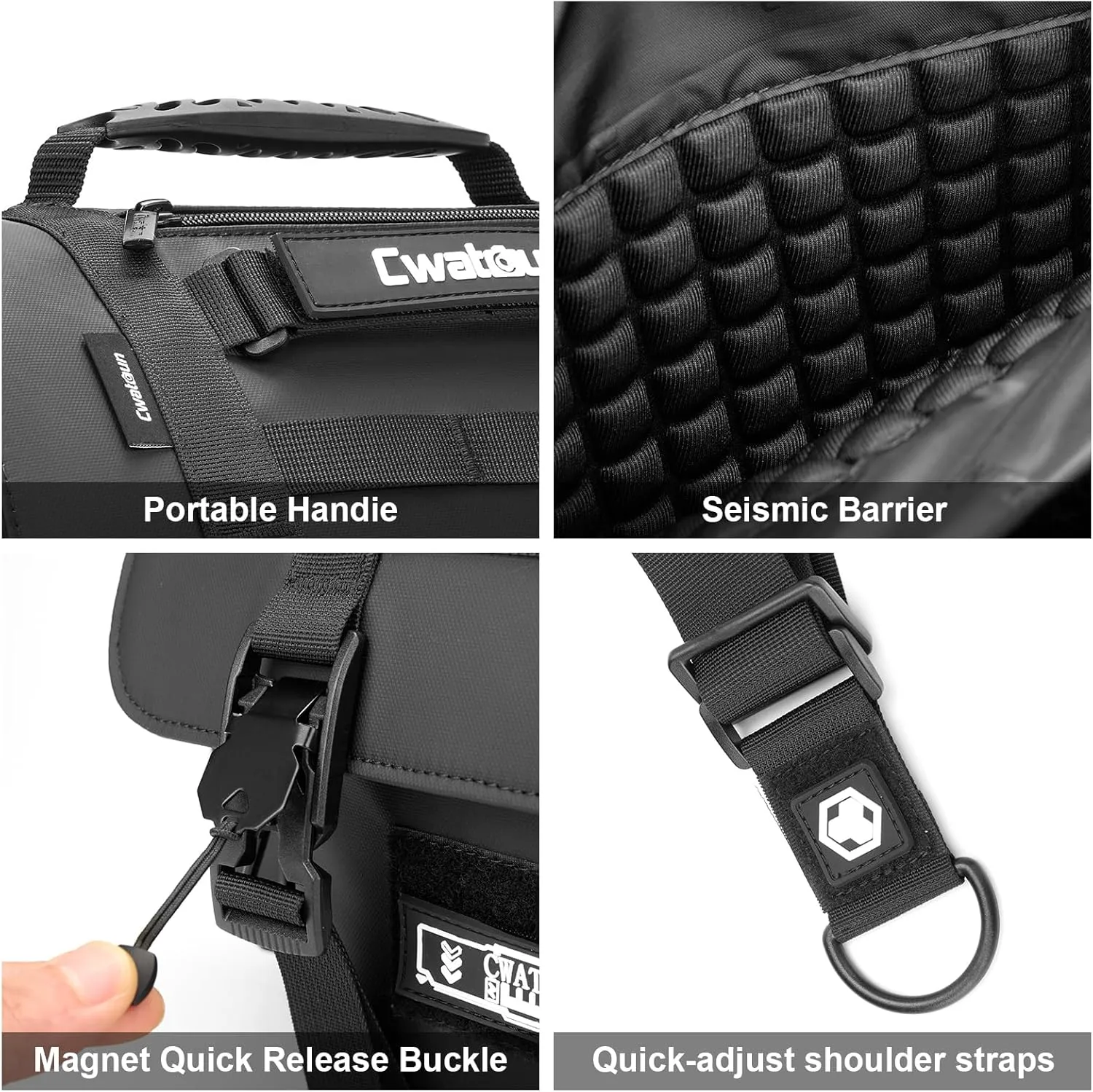 Cwatcun Camera Sling Bag, Waterproof Multifunction Photography Tactica Camera Crossbody Bag with Tripod Holder & Removable Accessory Bags for DSLR/SLR/Mirrorless Cameras - Medium