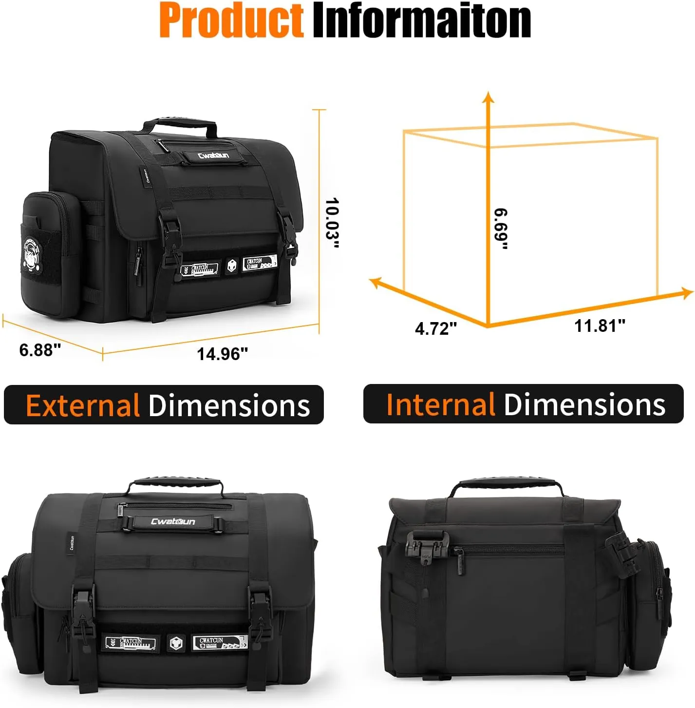 Cwatcun Camera Sling Bag, Waterproof Multifunction Photography Tactica Camera Crossbody Bag with Tripod Holder & Removable Accessory Bags for DSLR/SLR/Mirrorless Cameras - Medium
