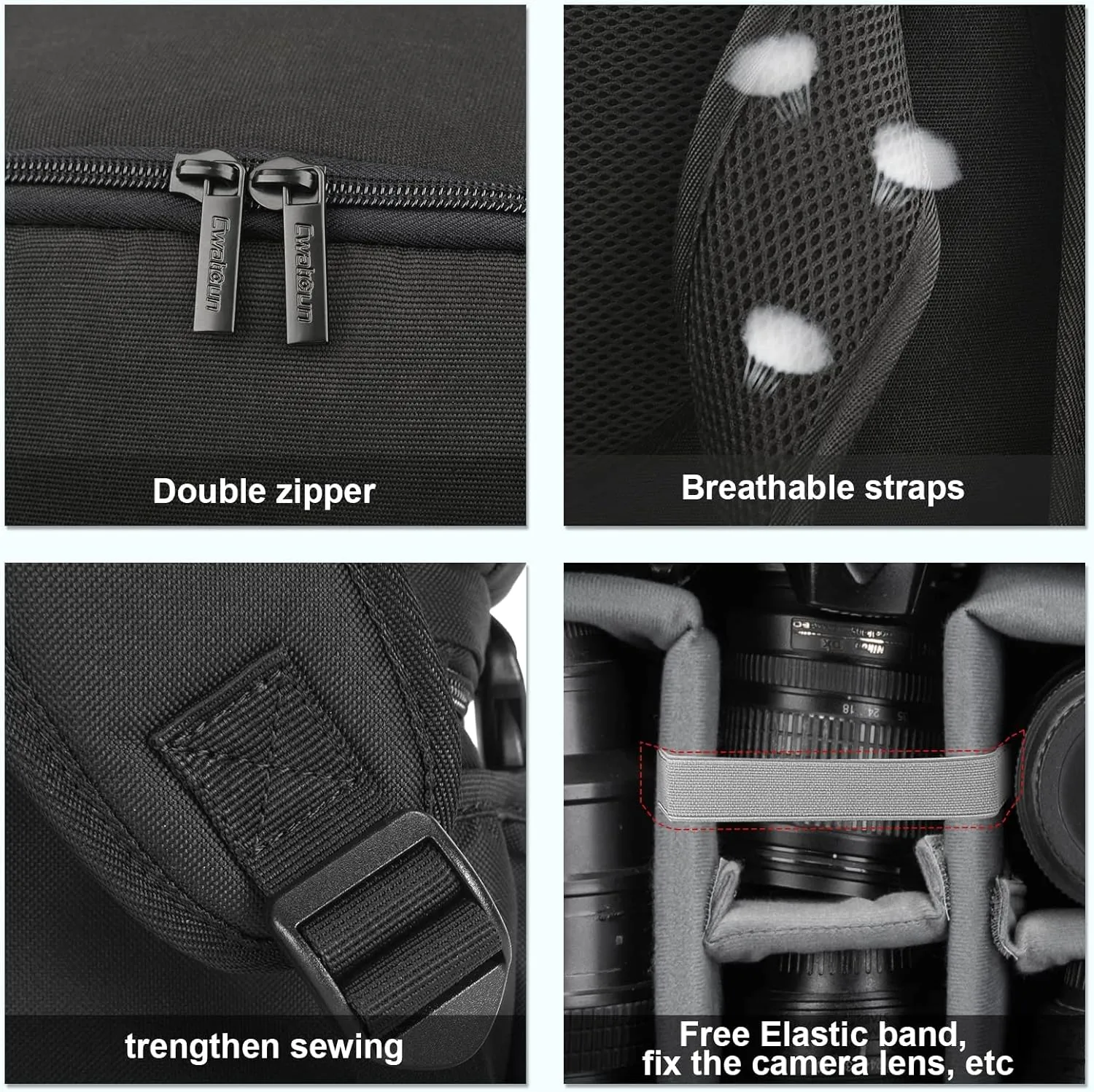 Cwatcun Waterproof Camera Backpack for DSLR, Mirrorless - Compatible with Sony, Canon, Nikon Camera and Lens Accessories