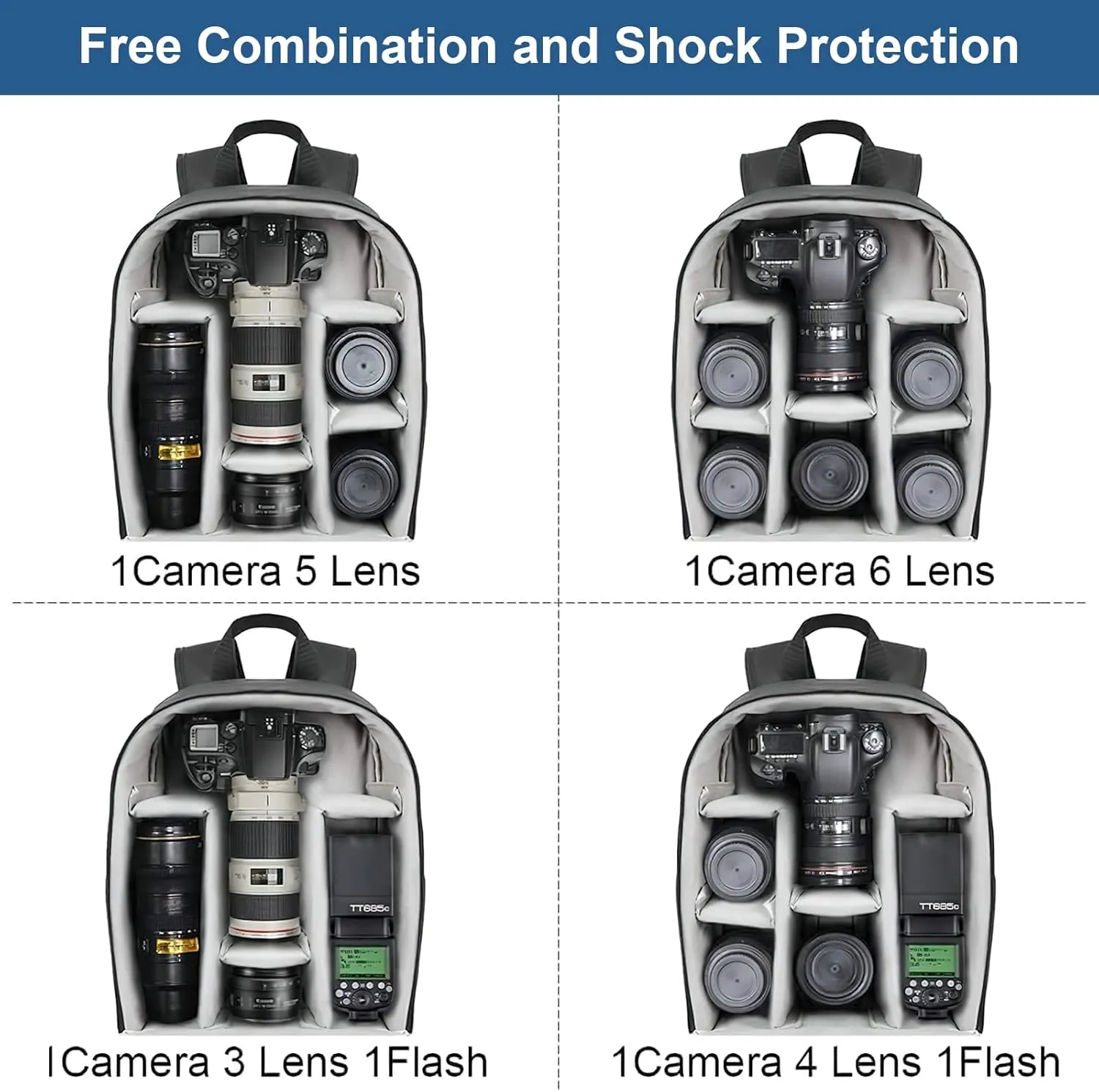 Cwatcun Waterproof Camera Backpack for DSLR, Mirrorless - Compatible with Sony, Canon, Nikon Camera and Lens Accessories
