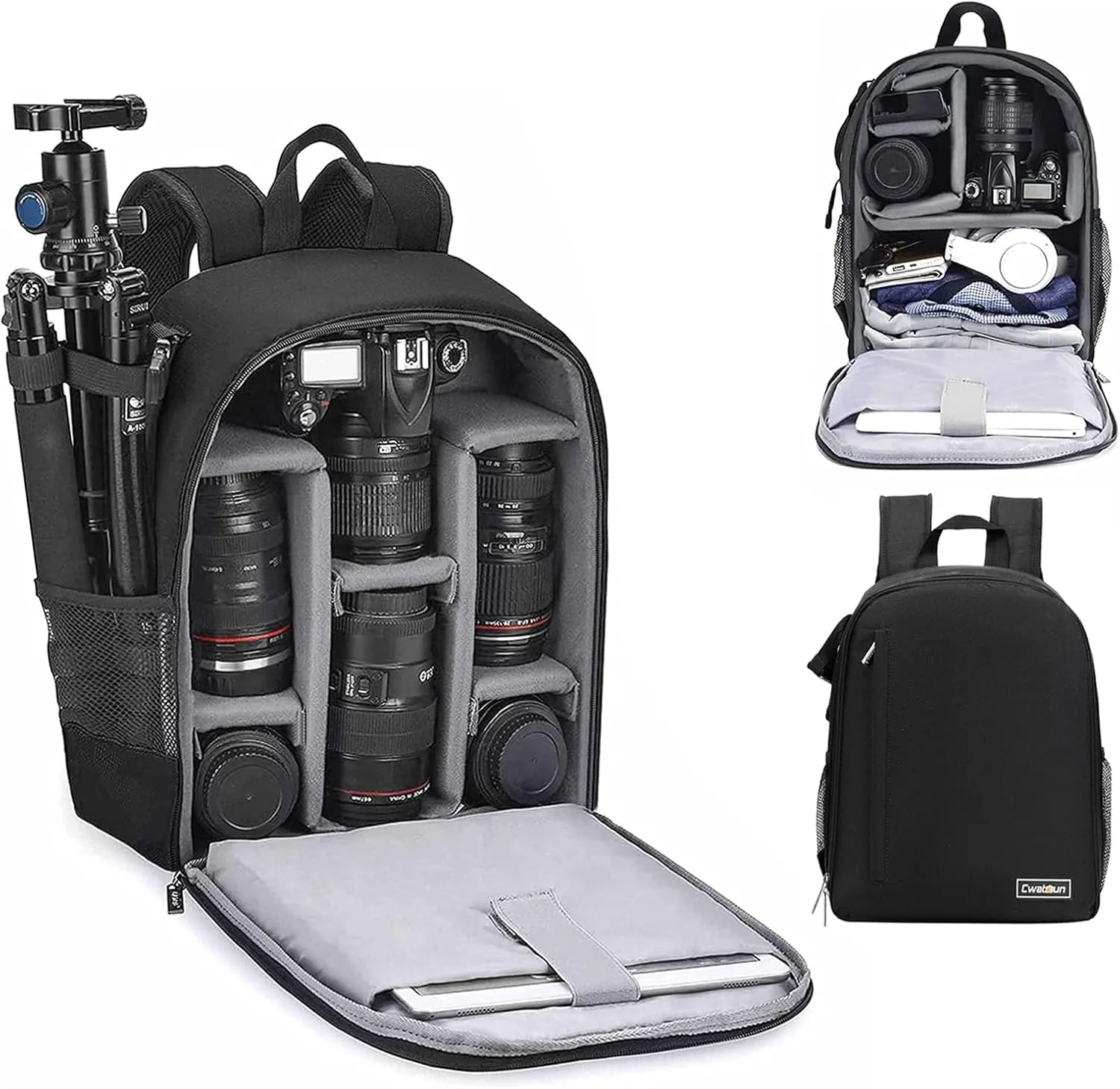 Cwatcun Waterproof Camera Backpack for DSLR, Mirrorless - Compatible with Sony, Canon, Nikon Camera and Lens Accessories