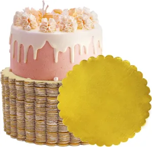 CYEAH 50 Pack 8 Inch Gold Cake Boards Round, Disposable Cake Circle Base Boards, Coated Circle Cakeboard Base Perfect for Cakes Decorating
