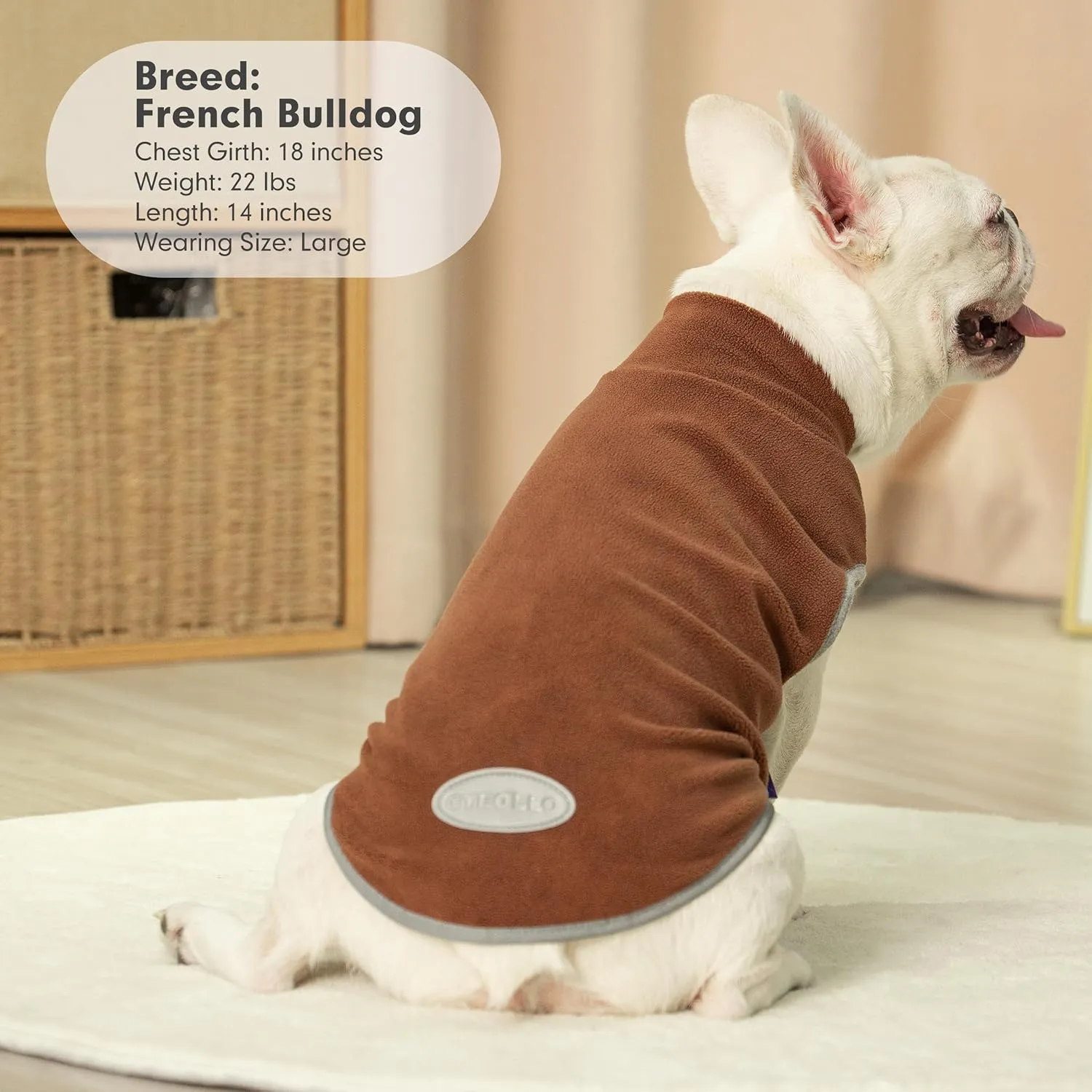 Cyeollo Fleece Dog Sweater Vest & Pullover Jacket - Reflective, Brown & Khaki, S, M, L