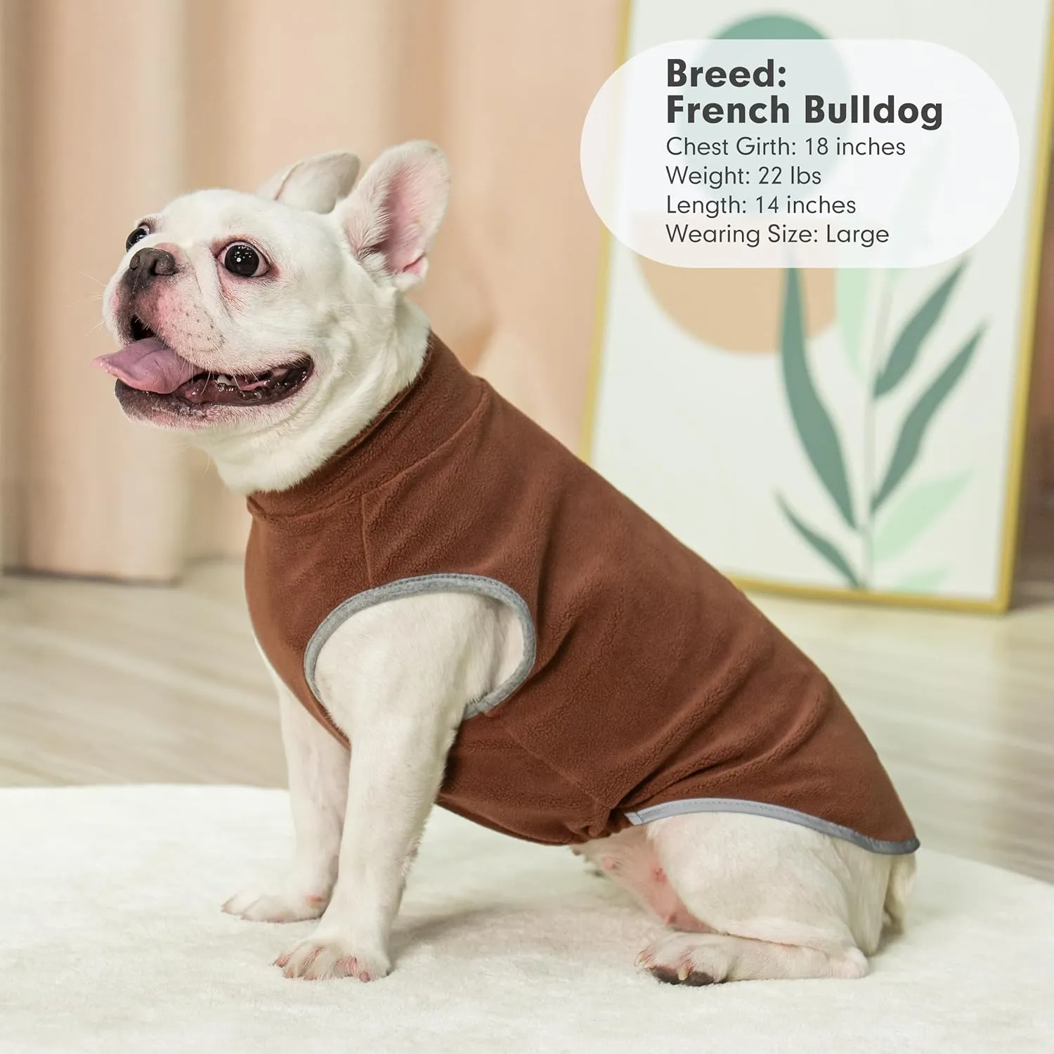 Cyeollo Fleece Dog Sweater Vest & Pullover Jacket - Reflective, Brown & Khaki, S, M, L