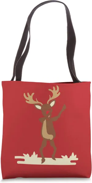 Dabbing Reindeer Red Handbag, Beachbag, Christmas Canvas Tote Bag