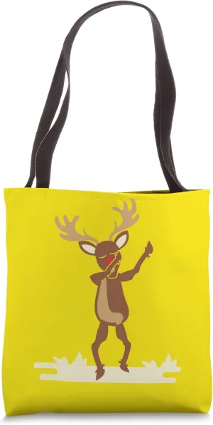 Dabbing Reindeer Yellow Handbag, Beachbag, Christmas Canvas Tote Bag