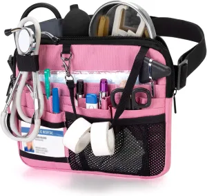 Damero Nurse Fanny Pack with Medical Gear Pockets, Nurse Waist Pouch Nurse Tool Belt with Tape Holder for Stethoscopes, Bandage Scissors and Other Medical Supplies, Pink