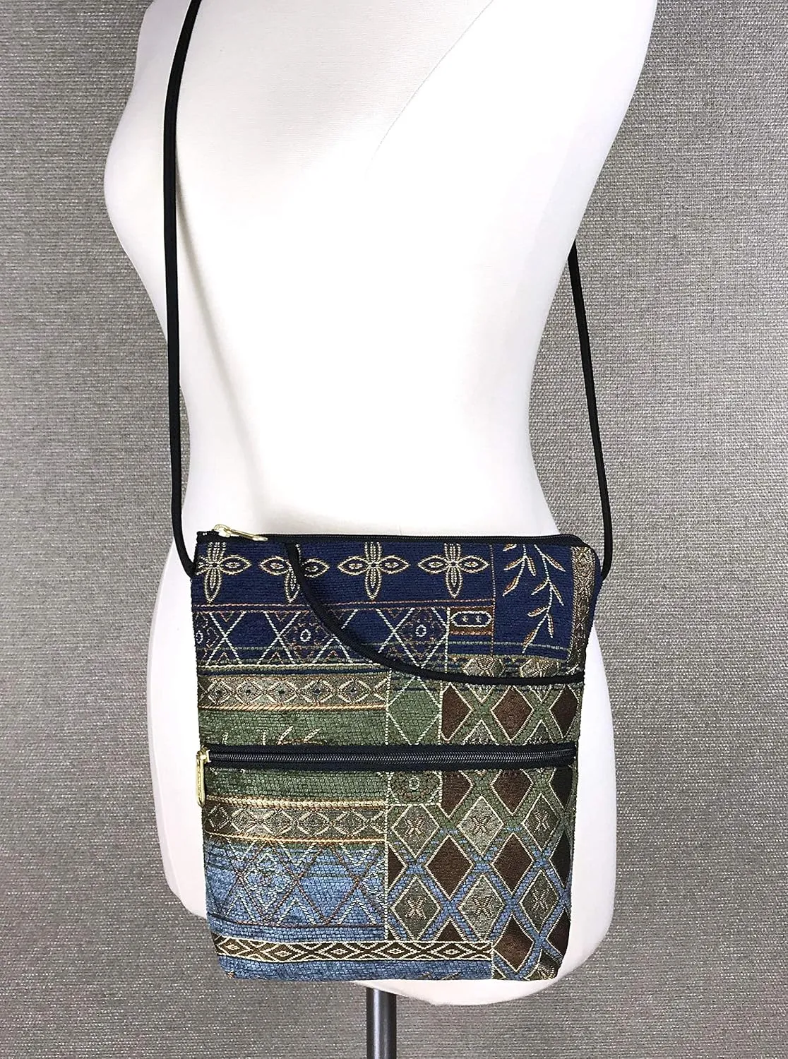 Danny K. Women's Tapestry Bella Purse Crossbody Handbag, Adjustable Cord, Handmade in USA