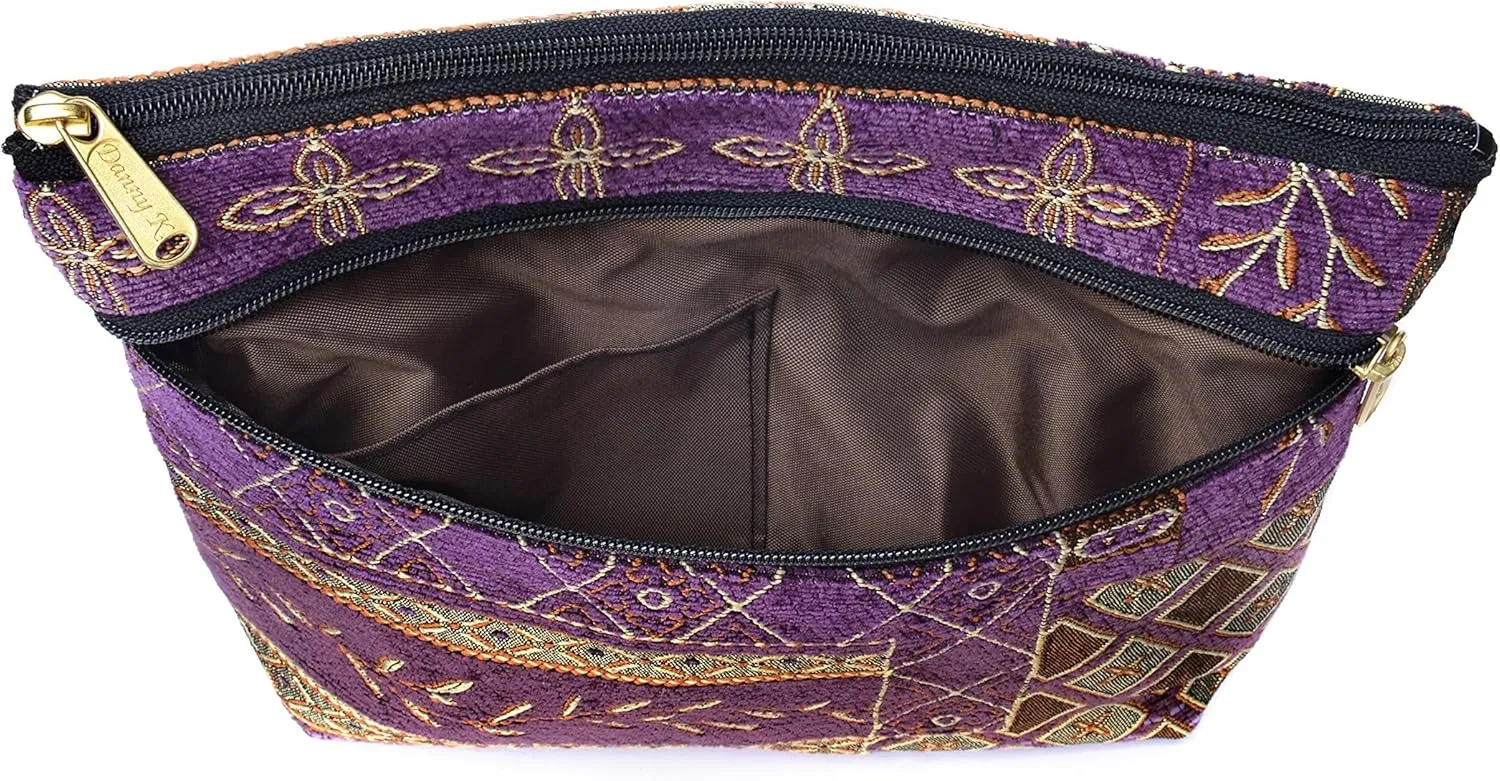 Danny K. Women's Tapestry Zipper Purse Crossbody Handbag, Adjustable Cord, Handmade in USA
