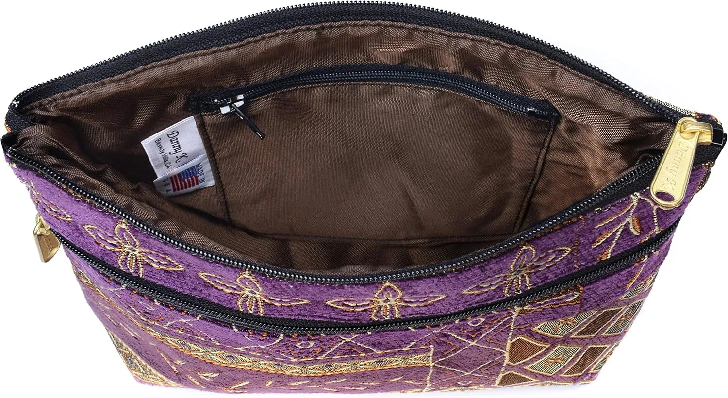 Danny K. Women's Tapestry Zipper Purse Crossbody Handbag, Adjustable Cord, Handmade in USA