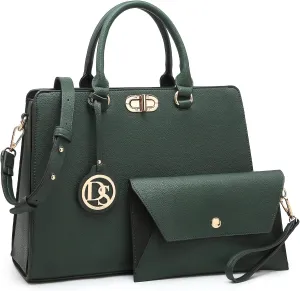 Dasein Women Handbags Purses Ladies Work Purse Satchel Tote Top Handle Shoulder Bags with Matching Clutch