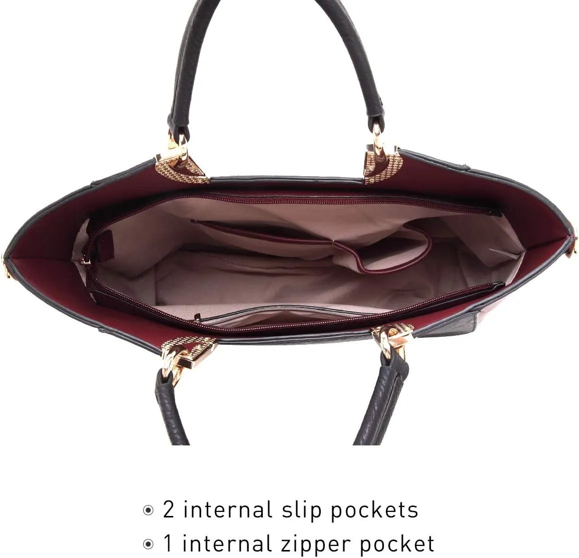 Dasein Women Two Tone Handbag Purse Top Handle Shoulder Bag Tote Hobo Work Bag w/Matching Clutch