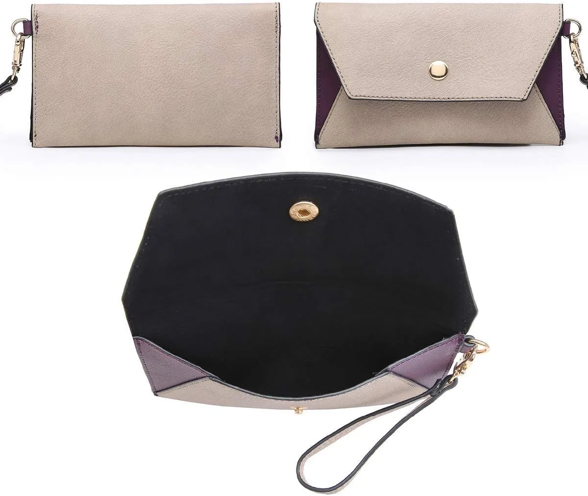 Dasein Women Two Tone Handbag Purse Top Handle Shoulder Bag Tote Hobo Work Bag w/Matching Clutch