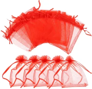 DEARMAMY 100Pcs Organza Bags Portable Drawstring Pouches for Party Favors present Wrapping Candy Packing Lightweight and Versatile Bags for Weddings Birthdays Showers