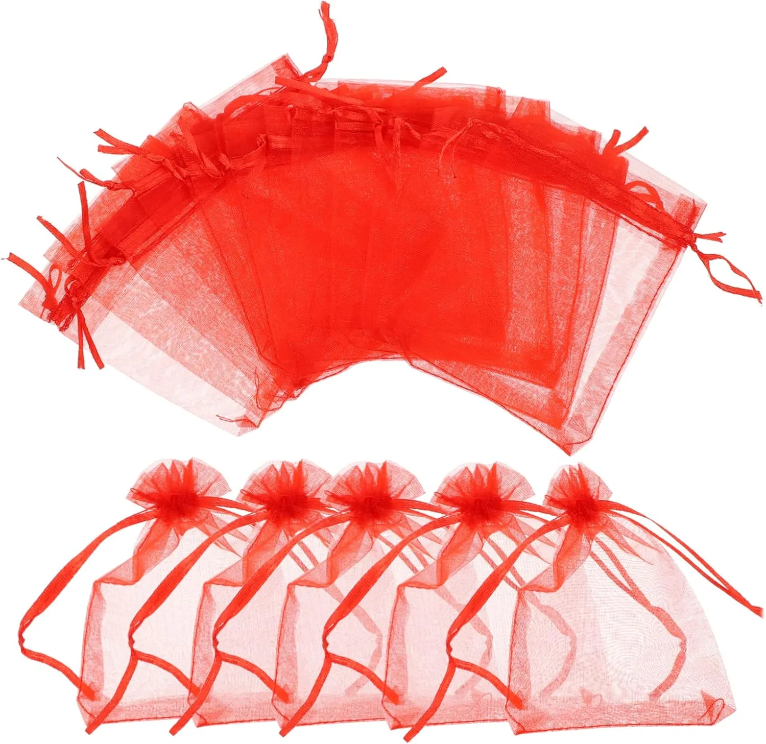 DEARMAMY 100Pcs Organza Bags Portable Drawstring Pouches for Party Favors present Wrapping Candy Packing Lightweight and Versatile Bags for Weddings Birthdays Showers