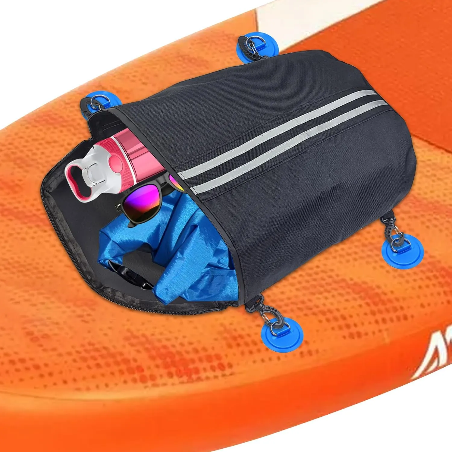 Deck Bag, Paddleboard Mesh Storage Bag for Kayaks, Surfboards, S-u-p, Stand-Up Paddleboard & Surfboard Accessories, Paddleboard Deck Cooler Bag with Swivel Hook Waterproof Deck Zipper Pouch