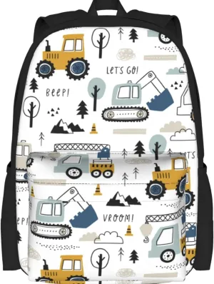 Delerain Cute Cars Kids Backpack School Book Bag Travel Daypack Shoulder Bag 16 Inch Plus Lightweight Laptop Bag for 1-6th Grade Boys Girls Back to School
