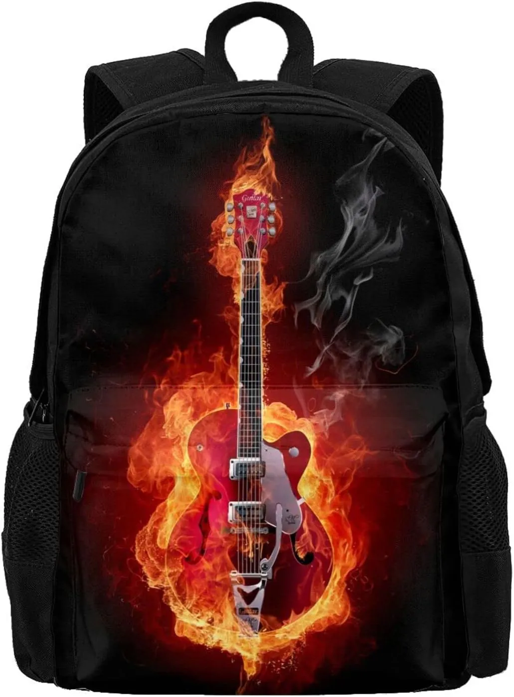 Delerain Fire Guitar Kids Backpack School Book Bag Travel Daypack Shoulder Bag 17 Inch Plus Lightweight Laptop Bag For 1-6th Grade Boys Girls Back To School