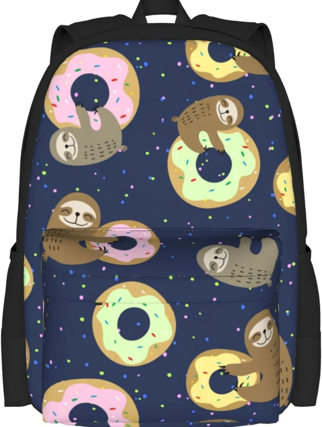 Delerain Sloth With Doughnuts Kids Backpack School Book Bag Travel Daypack Shoulder Bag 16 Inch Plus Lightweight Laptop Bag For 1-6th Grade Boys Girls Back To School