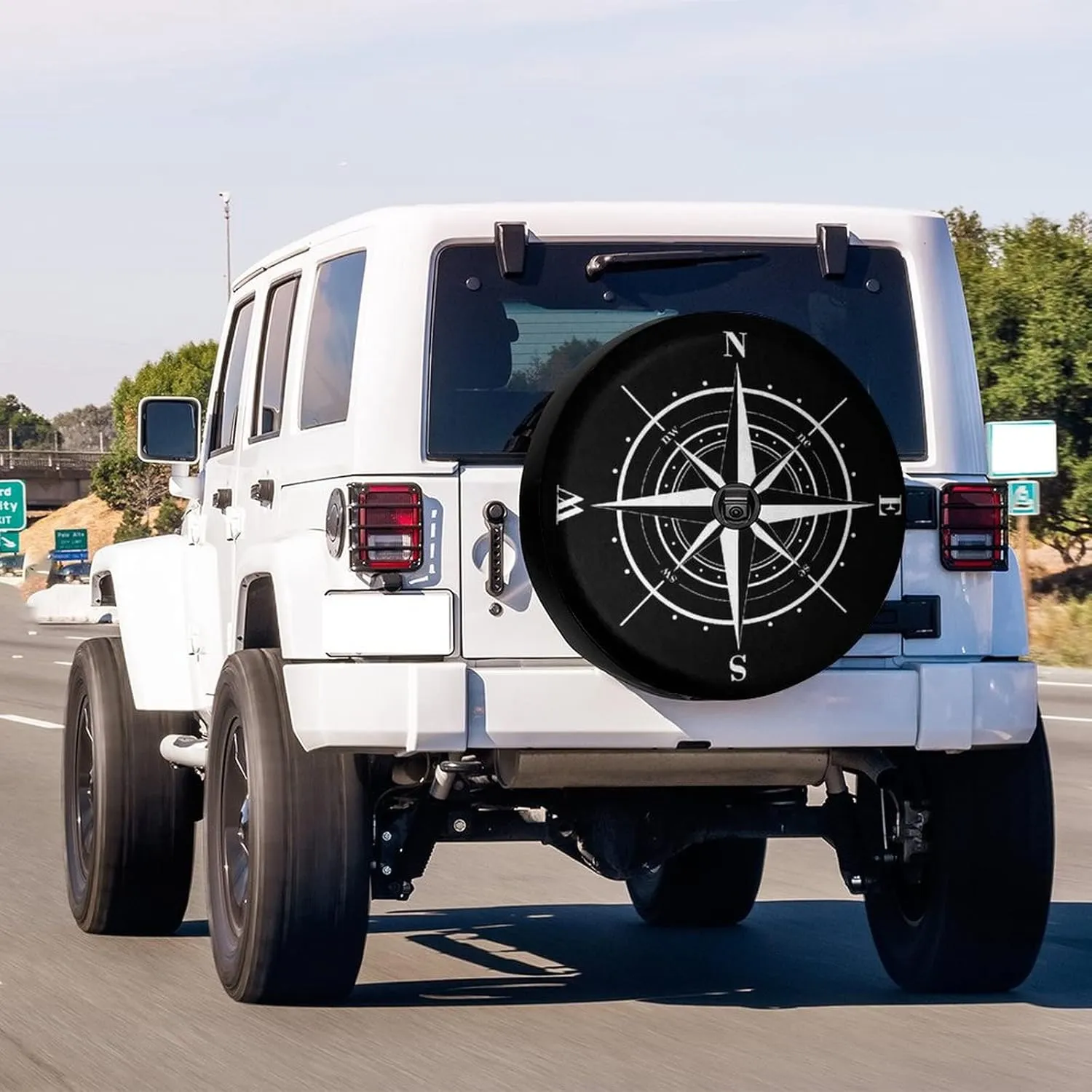 Delerain Spare Tire Cover with Backup Camera Hole Compass Rose Wheel Covers Waterproof Dust-Proof UV Sun Universal Fit for RV Trailer RV SUV Truck and Many Vehicle (17 Inch for Diameter 31"-33")