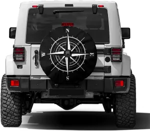 Delerain Spare Tire Cover with Backup Camera Hole Compass Rose Wheel Covers Waterproof Dust-Proof UV Sun Universal Fit for RV Trailer RV SUV Truck and Many Vehicle (17 Inch for Diameter 31"-33")