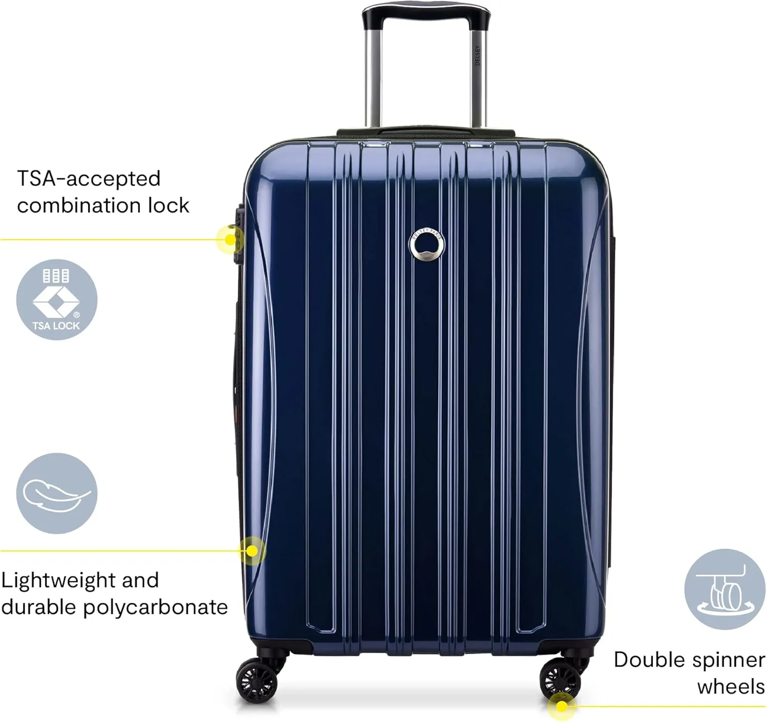 DELSEY PARIS Helium Aero Hardside Expandable Luggage with Spinner Wheels, Titanium, Checked-Large 29 Inch