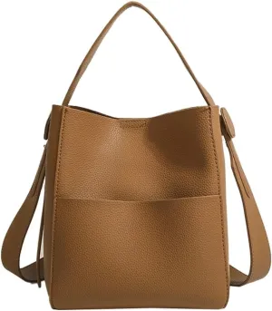 Designer PU Leather Large Hobo Bucket Tote Shoulder & Crossbody Bag with Top Handle for Women's Daily and Travel Needs