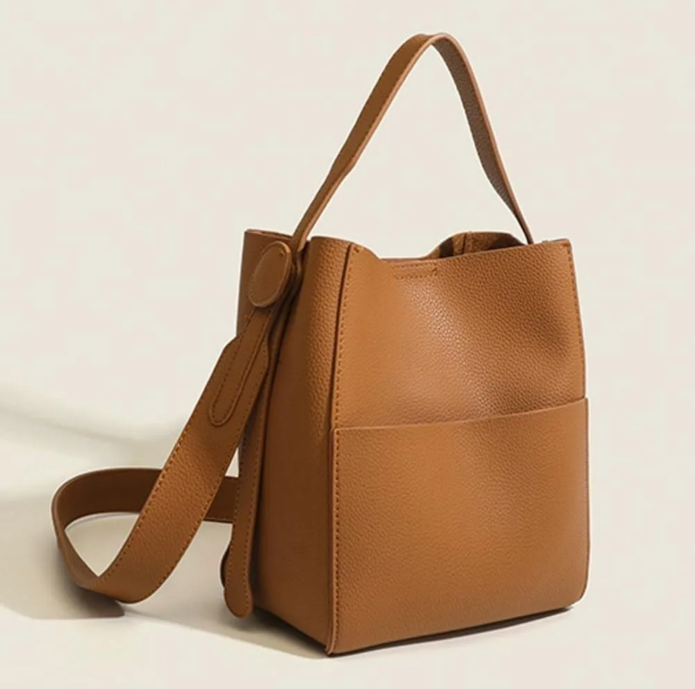 Designer PU Leather Large Hobo Bucket Tote Shoulder & Crossbody Bag with Top Handle for Women's Daily and Travel Needs