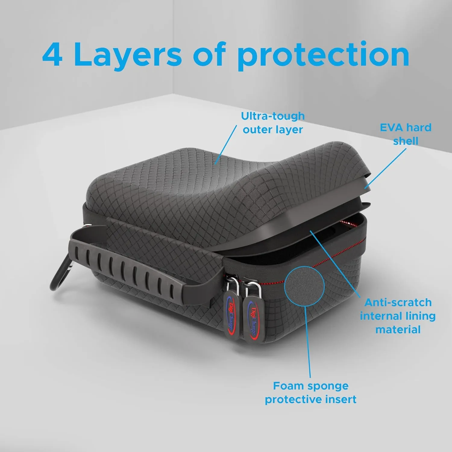 DigiCharge Action Camera Carrying Case for GoPro Hero13 Hero12 Hero11 Max Hero10 / DJI Osmo Action 5 4 3 / HERO 13 12 11 Mini 10 9 8 FUSION Akaso EK7000 V50 Brave Cam 6.5x4.5x3 Inch