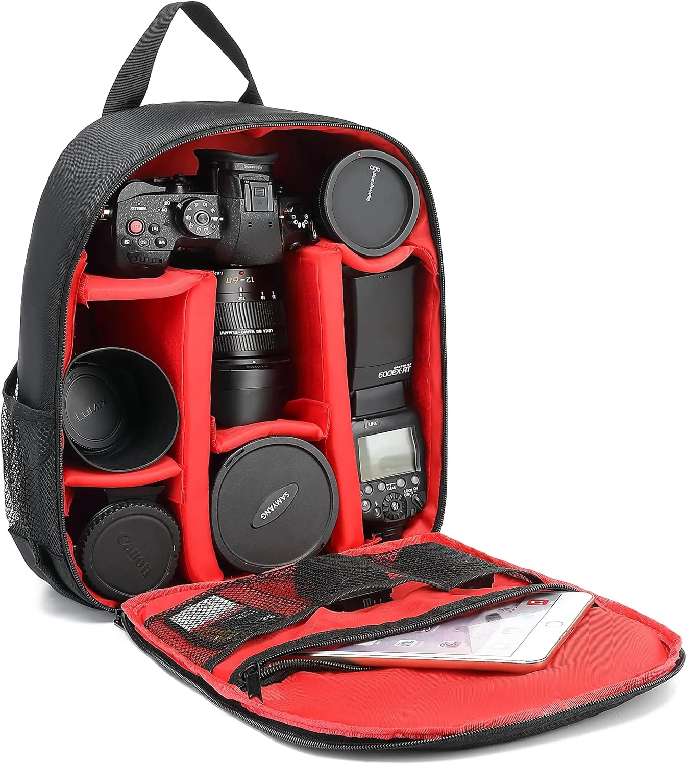 Digital DSLR Camera Waterproof Sling Backpack Shoulder Bag For Unisex Hiking Traveling Red