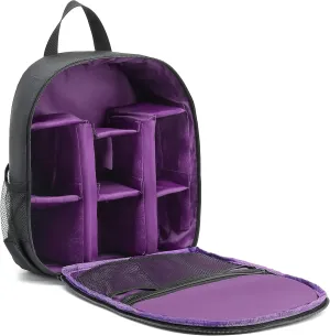 Digital DSLR Camera Waterproof Sling Backpack Shoulder Bag For Women And Men Teenagers (Purple)