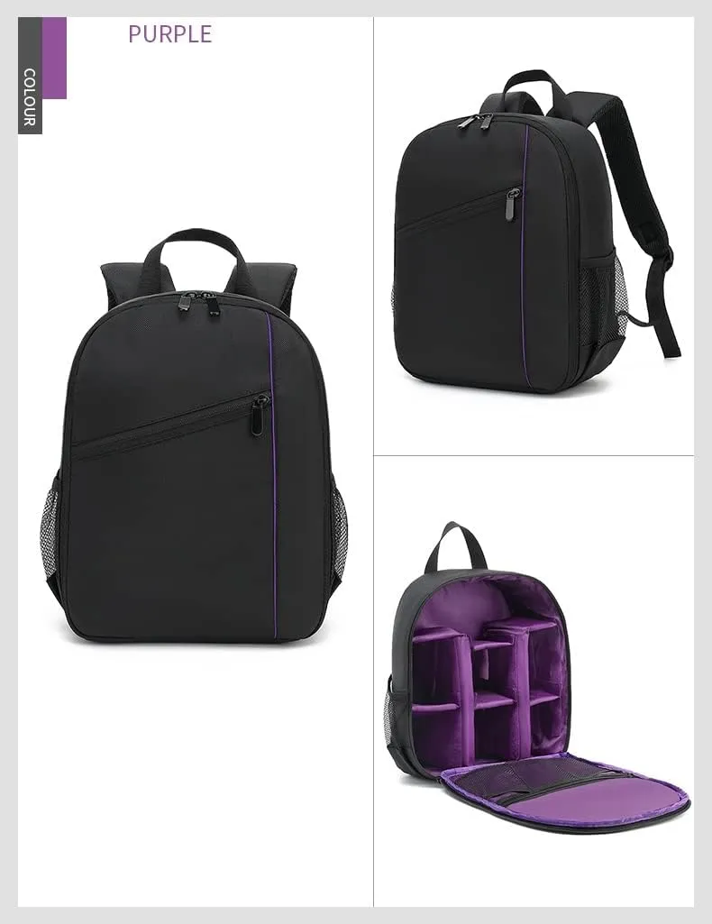 Digital DSLR Camera Waterproof Sling Backpack Shoulder Bag For Women And Men Teenagers (Purple)