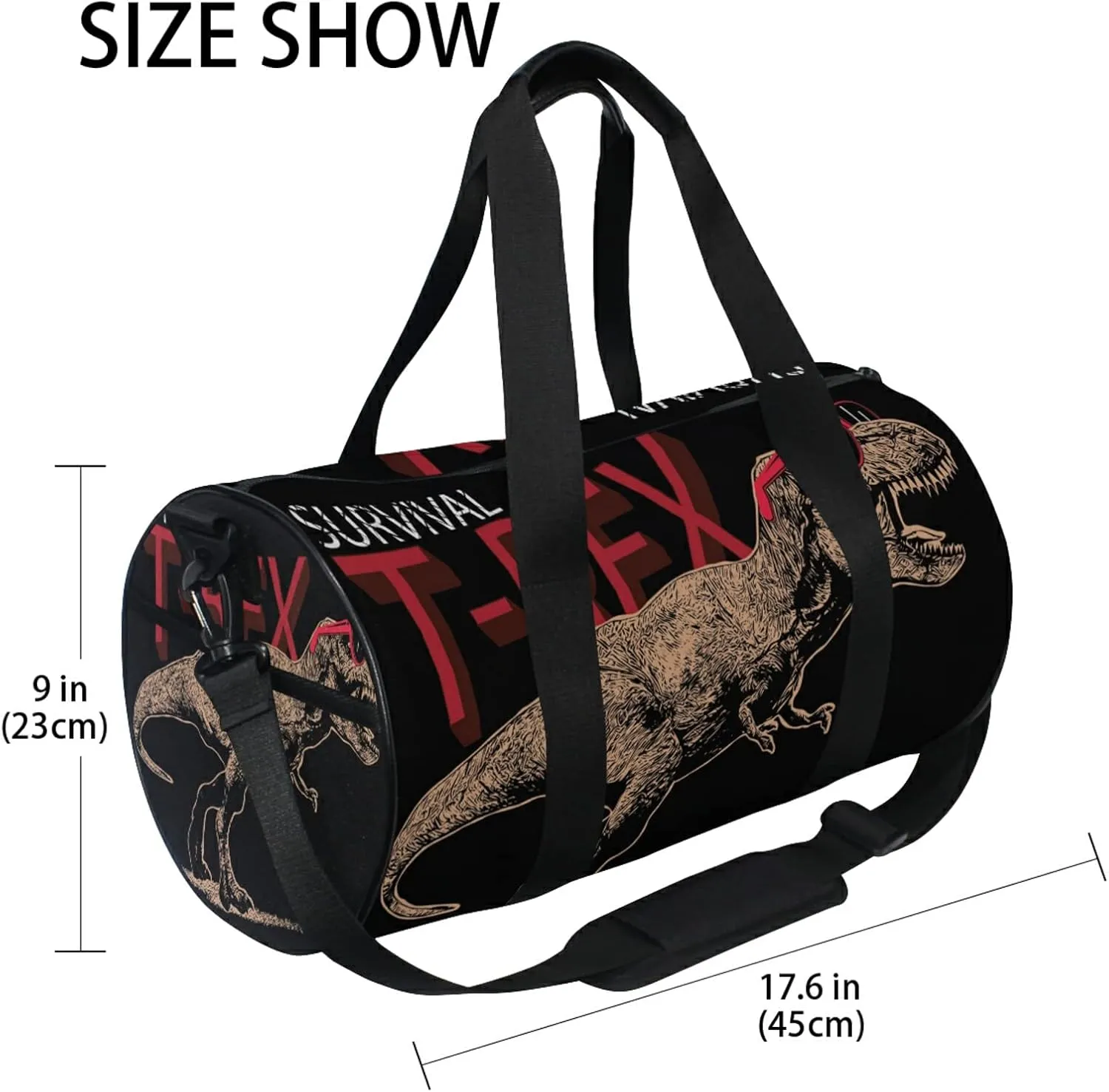 Dinosaur Duffel Bag,Canvas Travel Bag for Gym Sports and Overnight